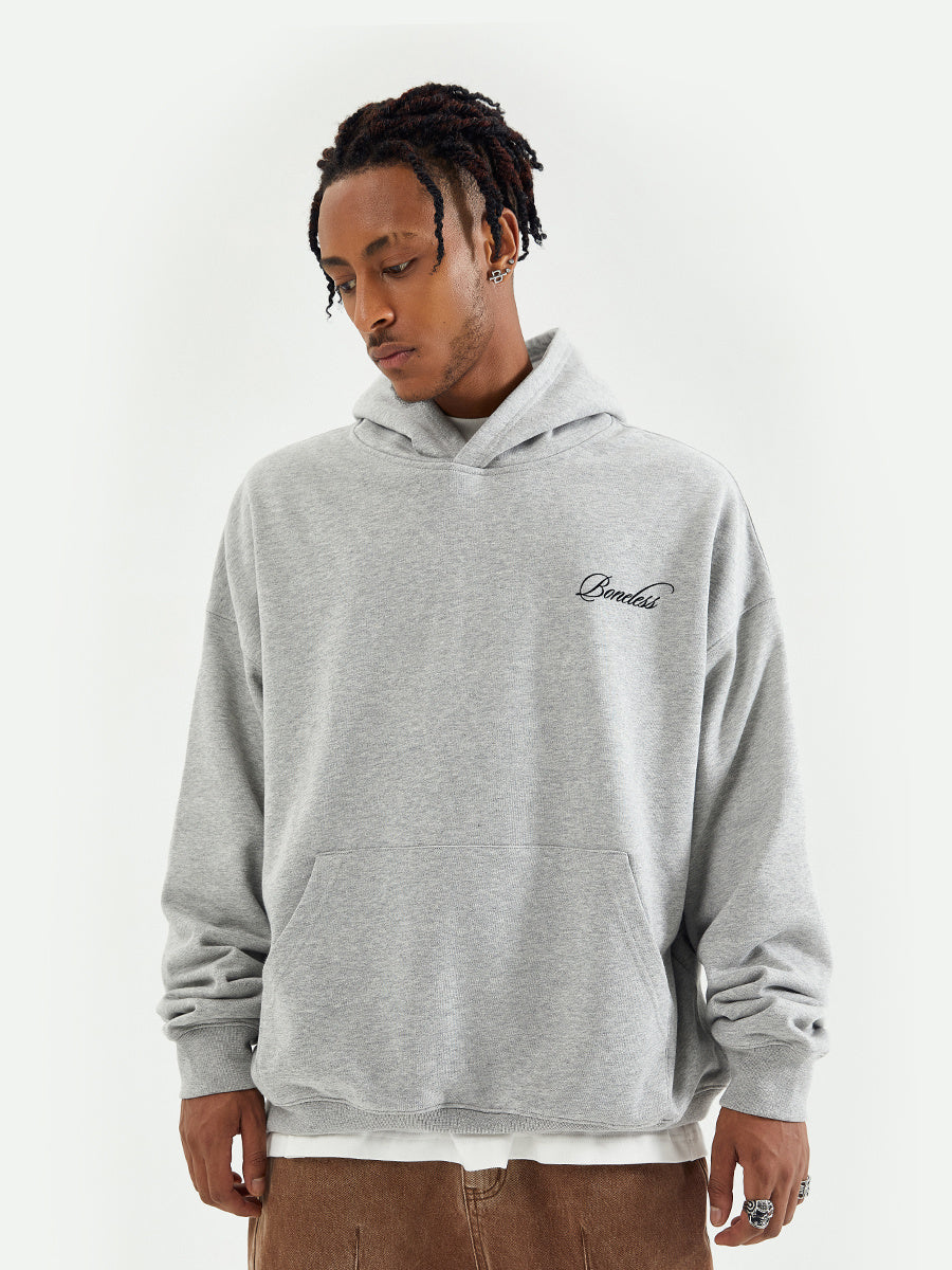 Cotton Hoodie Retro Coordinates LOGO Print Hooded Sweatshirt