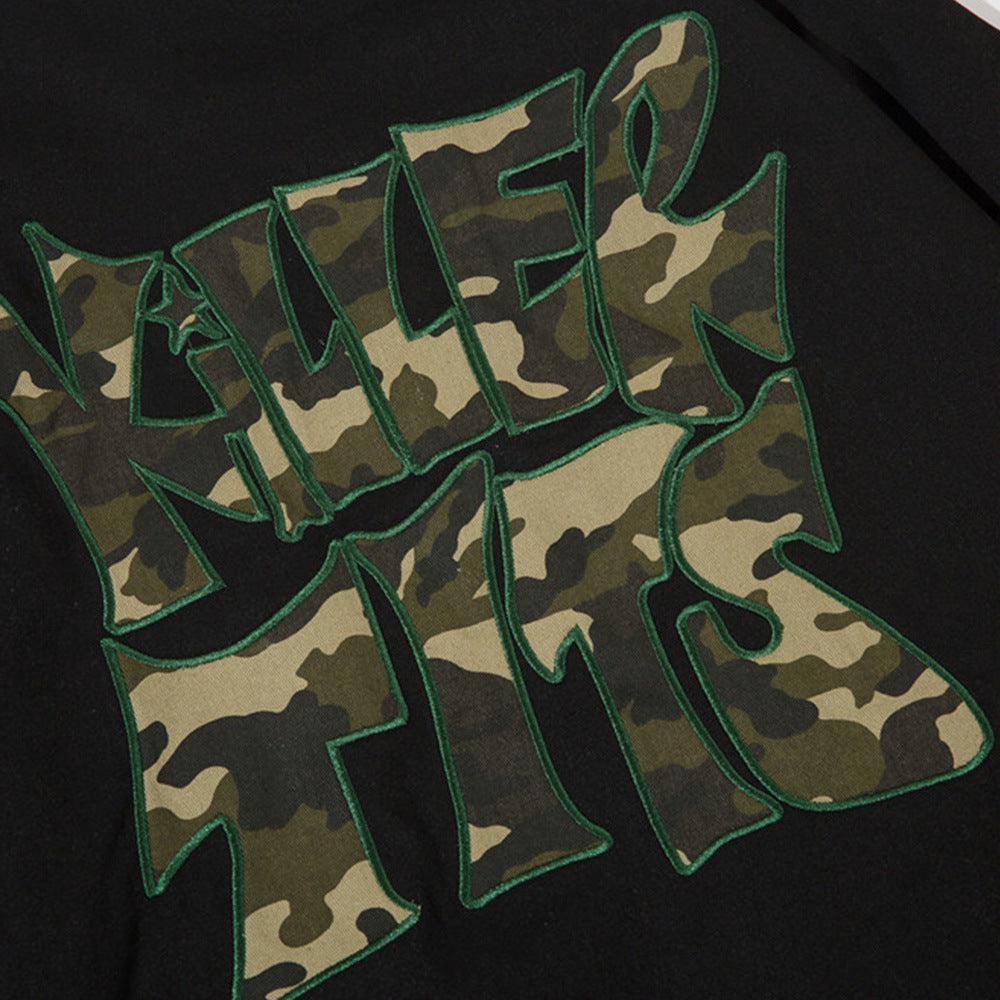 Patch Camouflage Embroidery Letters Casual Jacket Coat