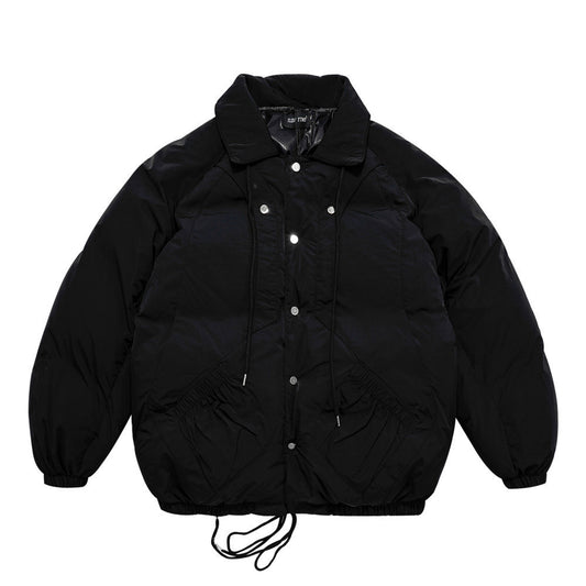Simple Style Solid Color Bread Suit Men's Loose Lapel Thickened Padded Jacket