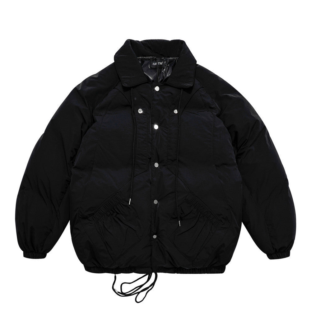 Simple Style Solid Color Bread Suit Men's Loose Lapel Thickened Padded Jacket