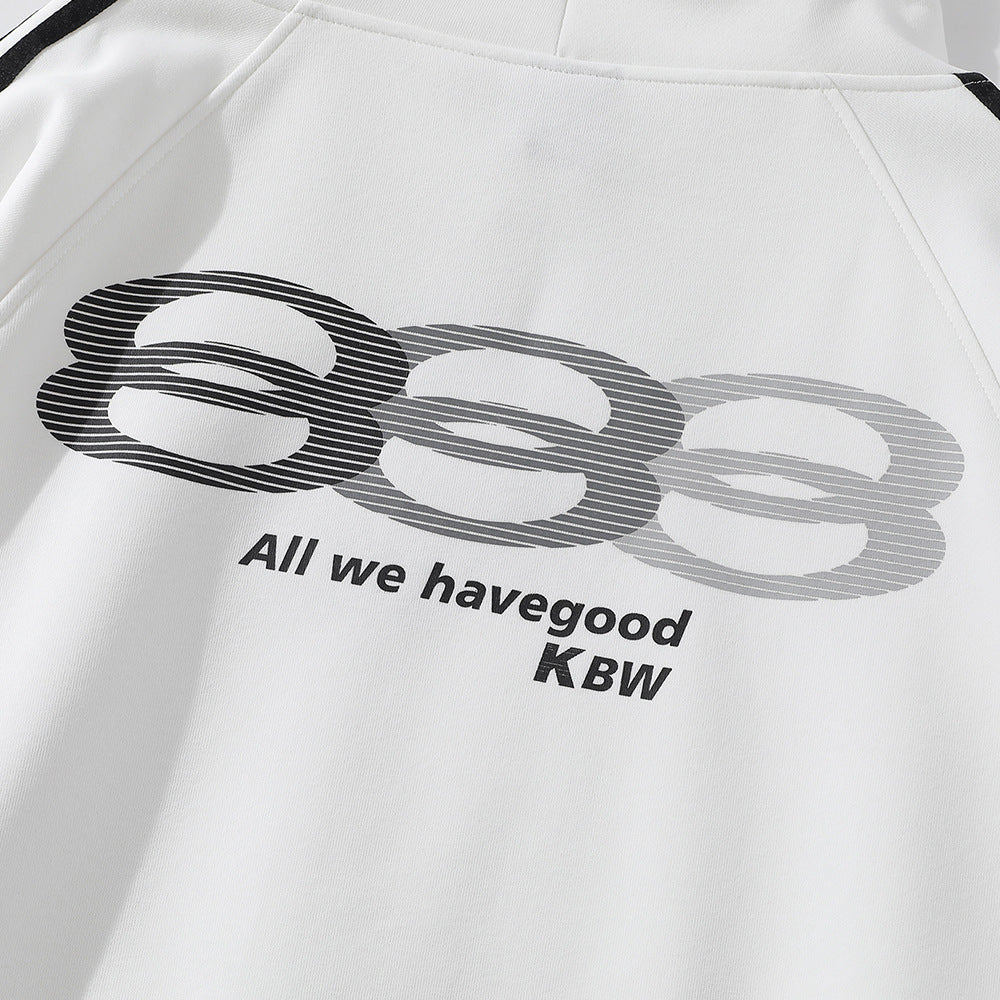 Street American Side Three Horizontal Striped Hooded Sweater Spring And Autumn Men